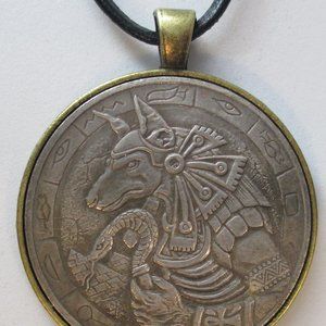 Fantasy ANUBIS Coin , PENDANT,  24+ Inch Leather Necklace